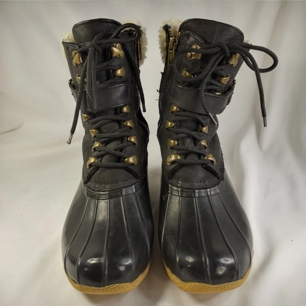 𝅺SPERRY sz 6 Black Fur Lined Duck Boots